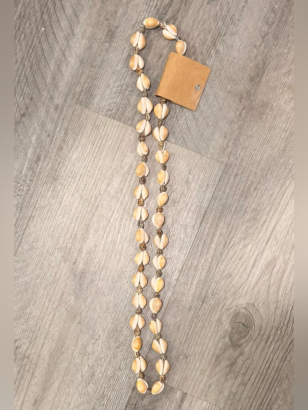 Handcrafted Shell Bead Long Necklace - Cream